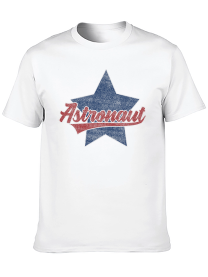 Astronaut Star Graphic Tee - Retro Style Black T-Shirt