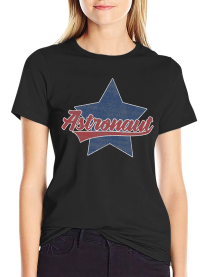 Astronaut Star Graphic Tee - Retro Style Black T-Shirt