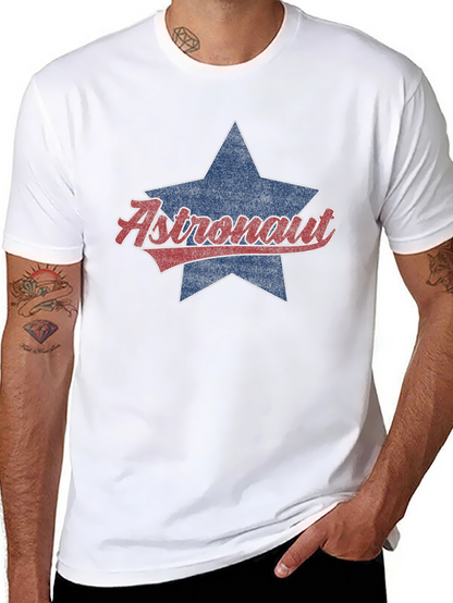 Astronaut Star Graphic Tee - Retro Style Black T-Shirt