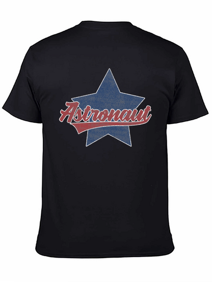 Astronaut Star Graphic Tee - Retro Style Black T-Shirt