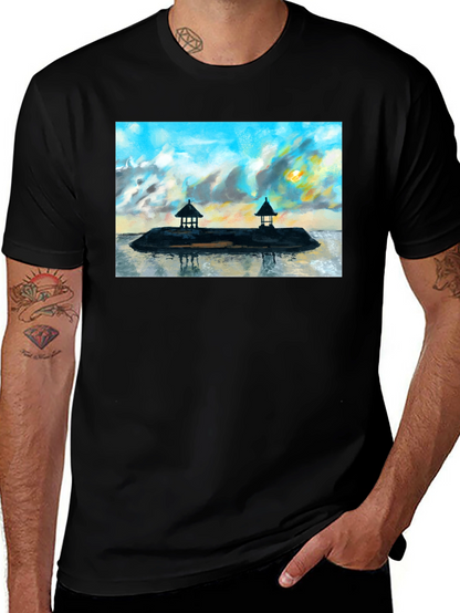 Island View Graphic T-Shirt - Black Cotton Tee