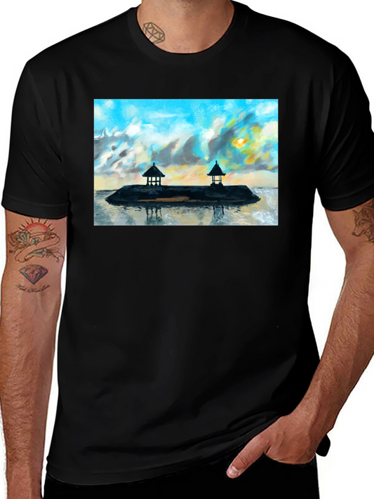 Island View Graphic T-Shirt - Black Cotton Tee