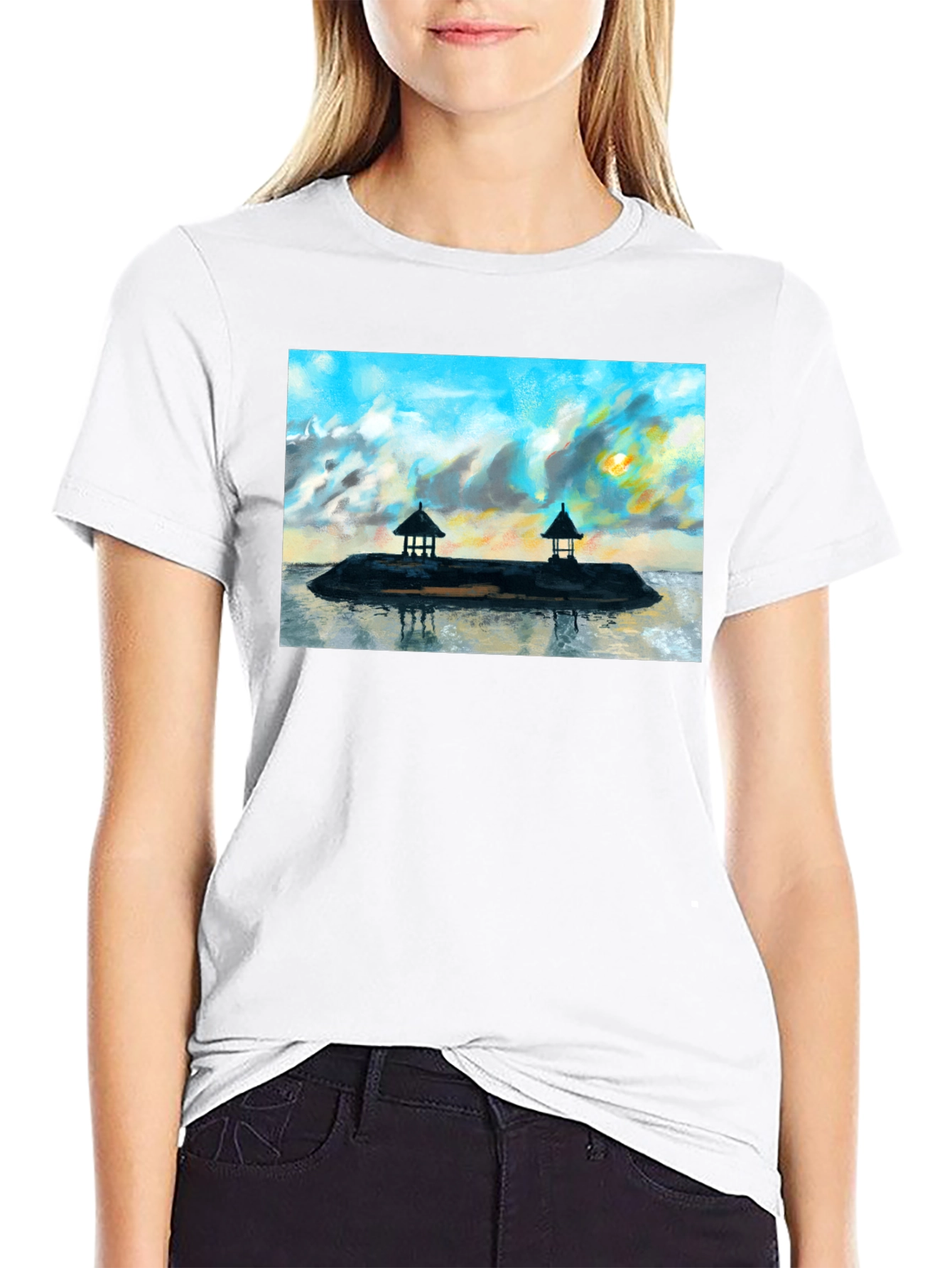 Island View Graphic T-Shirt - Black Cotton Tee