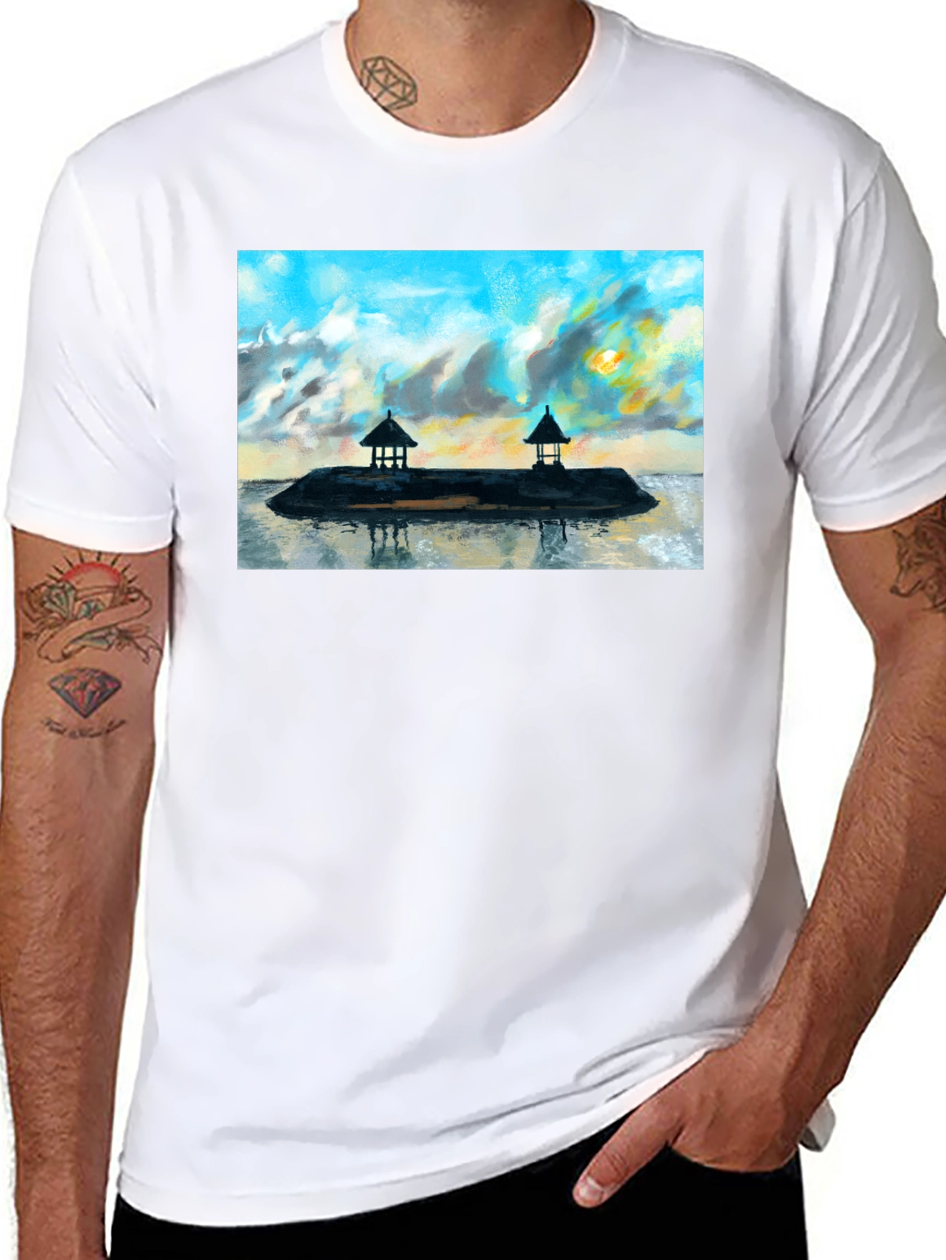 Island View Graphic T-Shirt - Black Cotton Tee