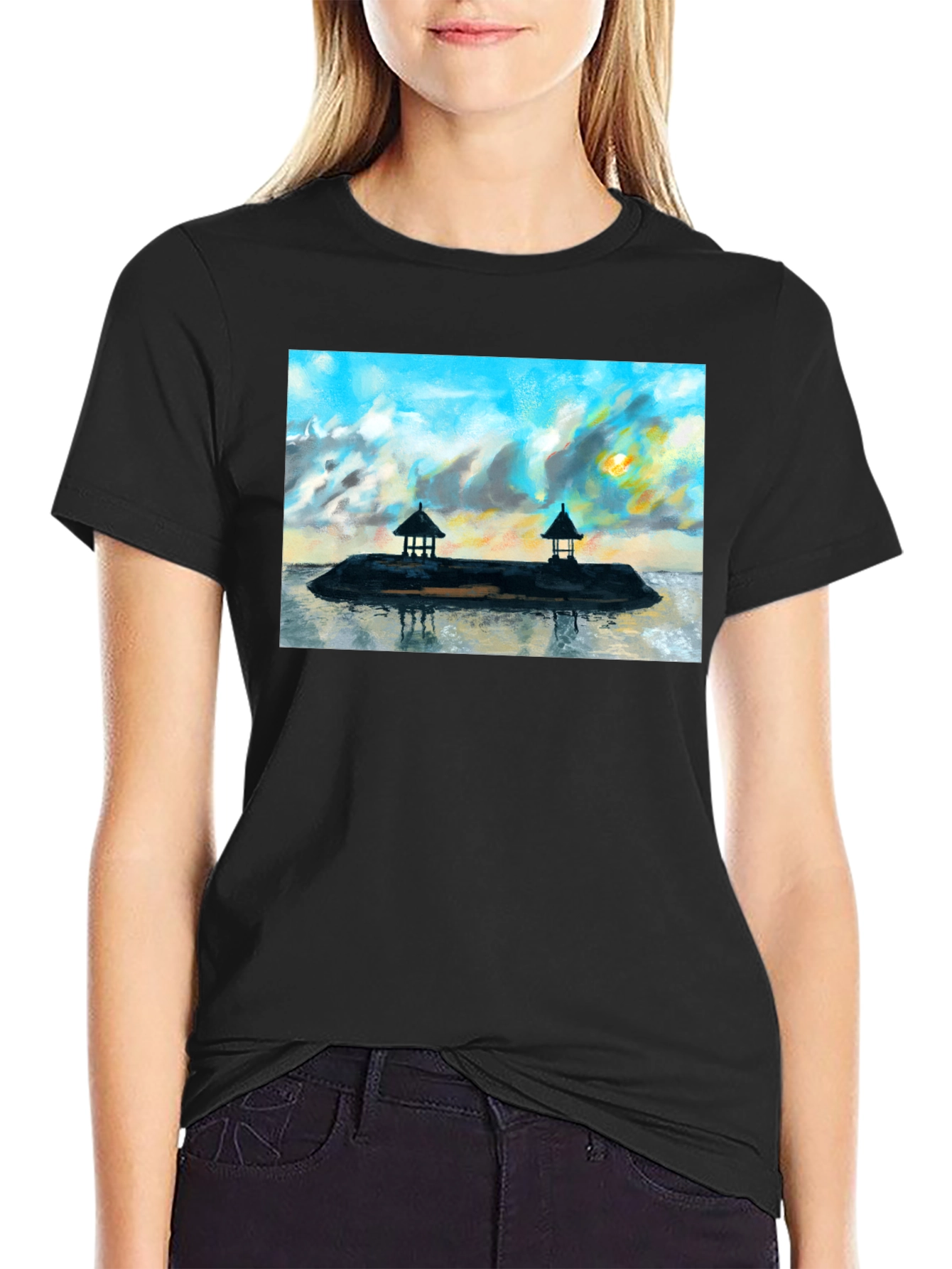 Island View Graphic T-Shirt - Black Cotton Tee