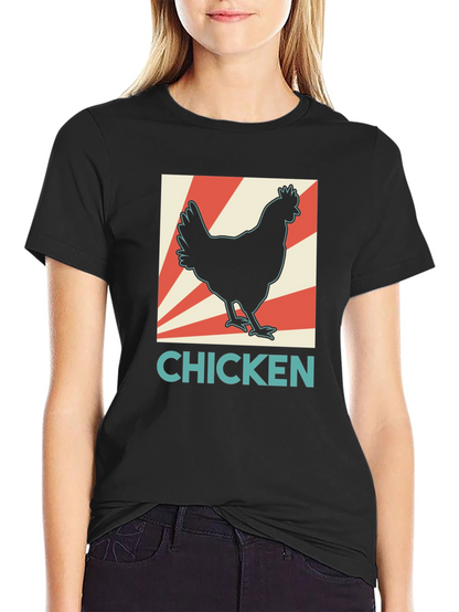 Chicken Graphic Tee - Retro Style Black T-Shirt