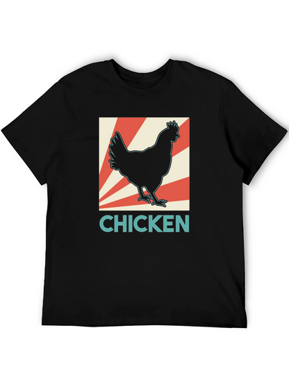 Chicken Graphic Tee - Retro Style Black T-Shirt