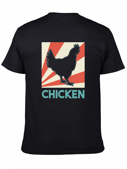 Chicken Graphic Tee - Retro Style Black T-Shirt