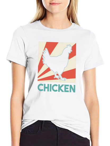 Chicken Graphic Tee - Retro Style Black T-Shirt