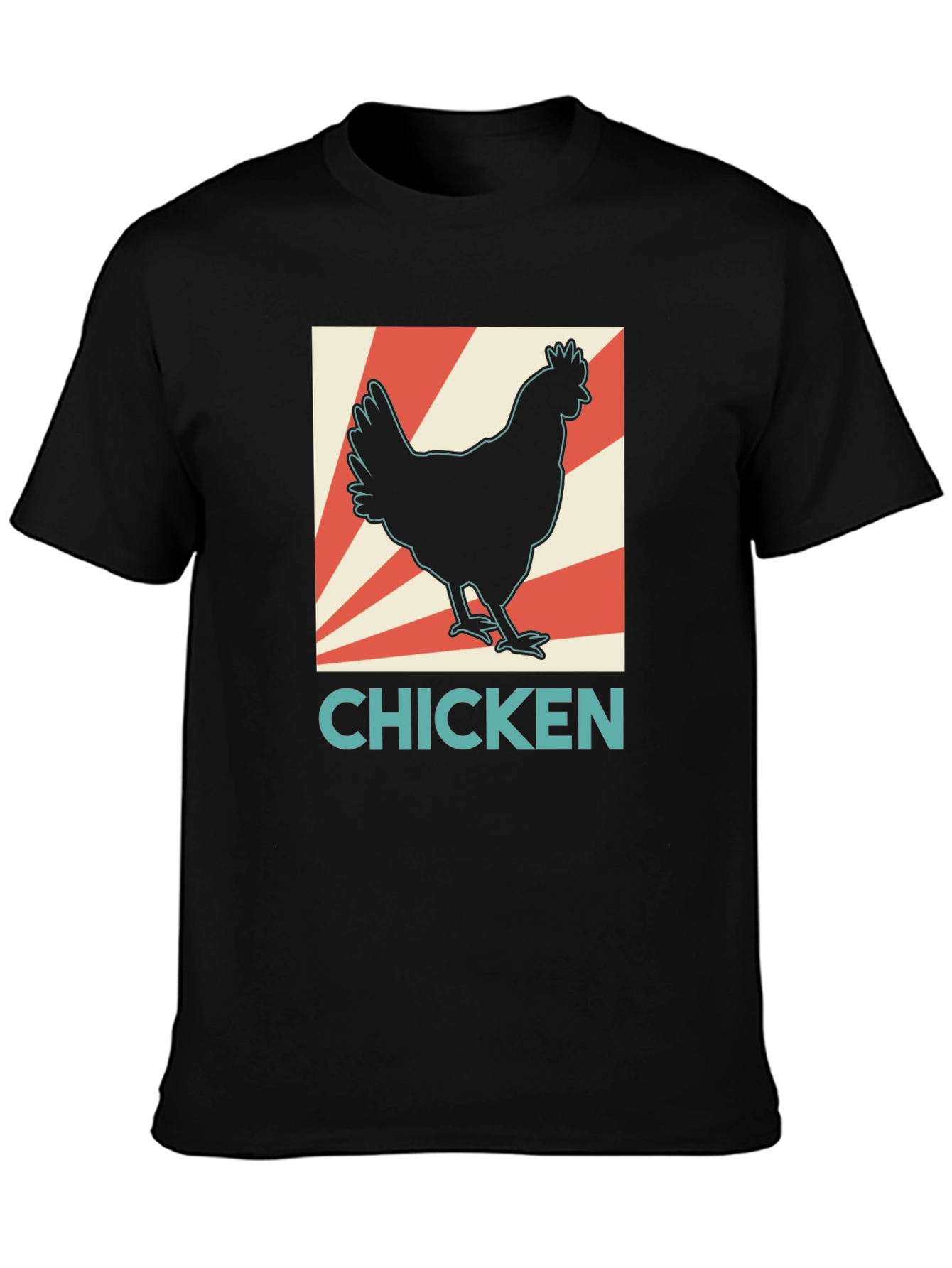 Chicken Graphic Tee - Retro Style Black T-Shirt