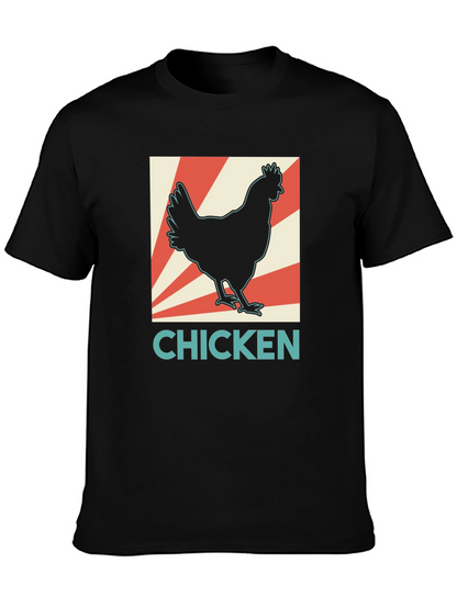Chicken Graphic Tee - Retro Style Black T-Shirt