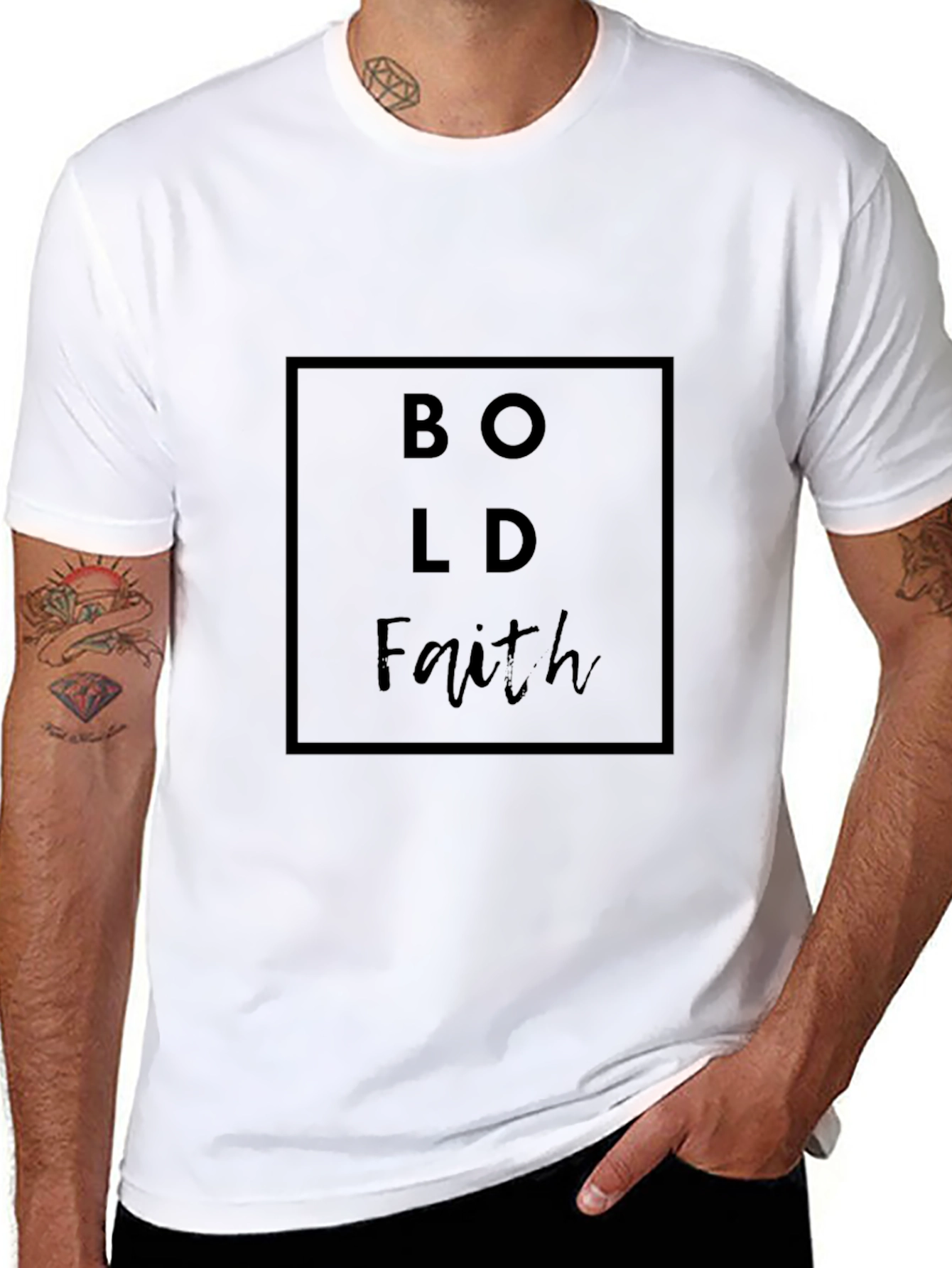 Bold Faith Black Graphic Tee - Mens Casual Shirt