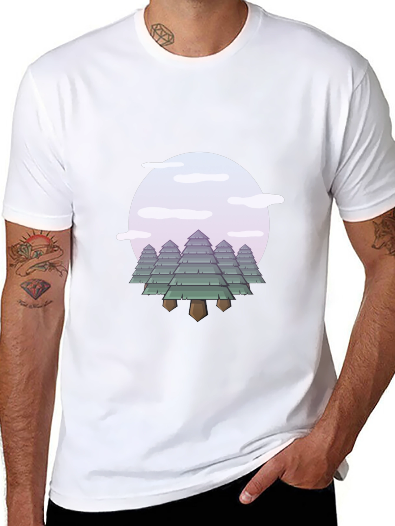 Abstract Forest Graphic Tee - Modern Nature Style
