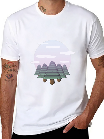 Abstract Forest Graphic Tee - Modern Nature Style