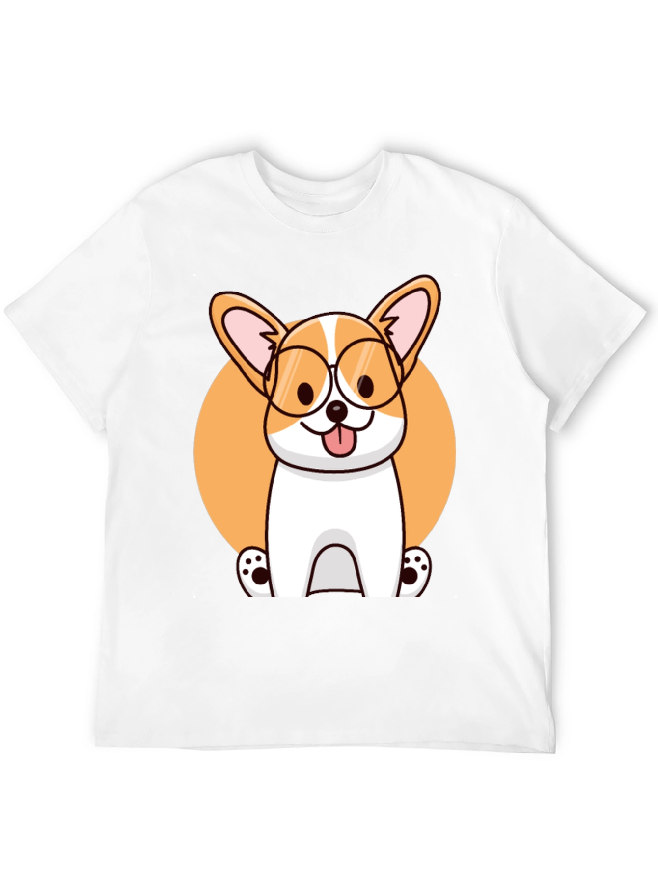Corgi with Glasses Black T-Shirt