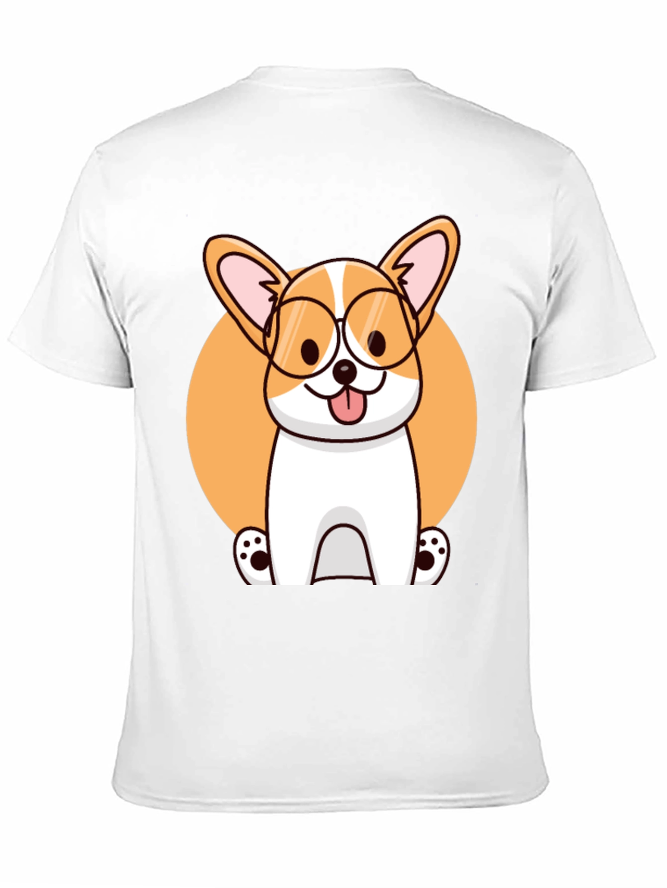 Corgi with Glasses Black T-Shirt