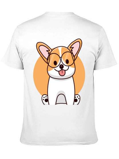 Corgi with Glasses Black T-Shirt