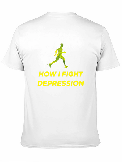 Fight Depression Tee: Running Man Graphic T-Shirt