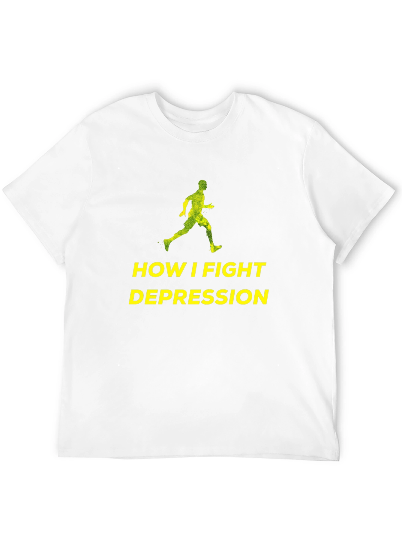Fight Depression Tee: Running Man Graphic T-Shirt