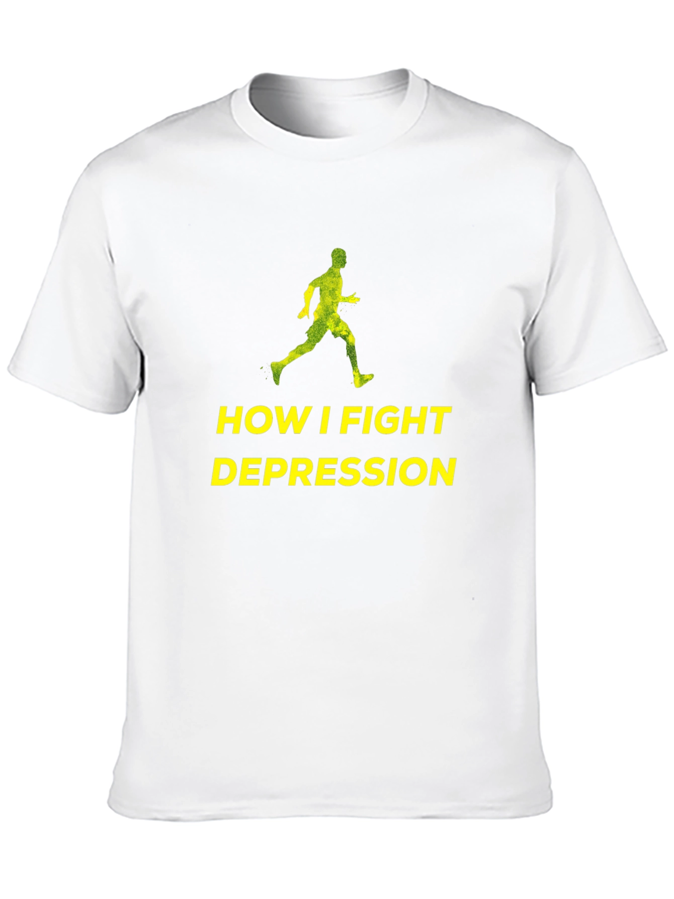 Fight Depression Tee: Running Man Graphic T-Shirt