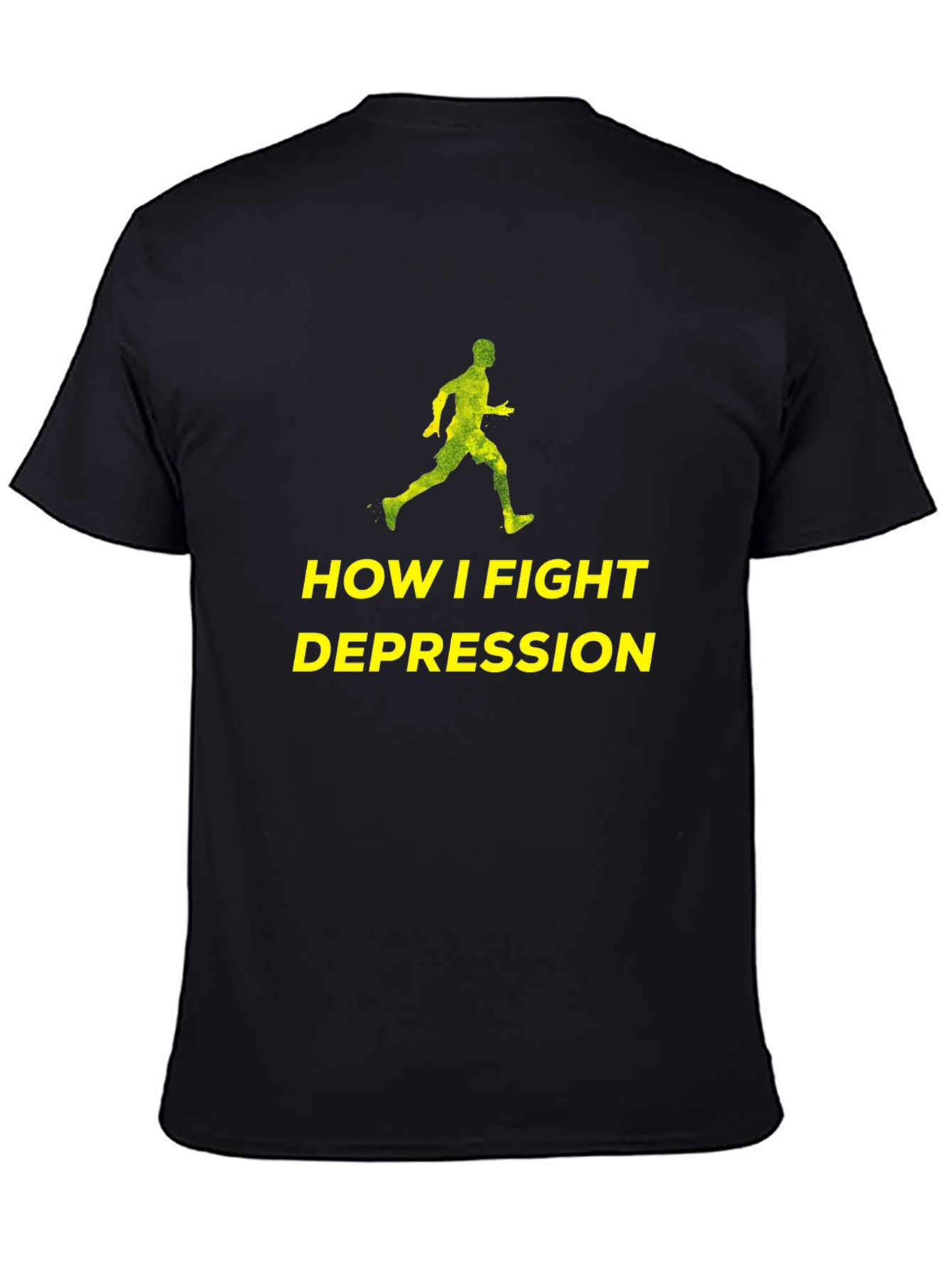 Fight Depression Tee: Running Man Graphic T-Shirt