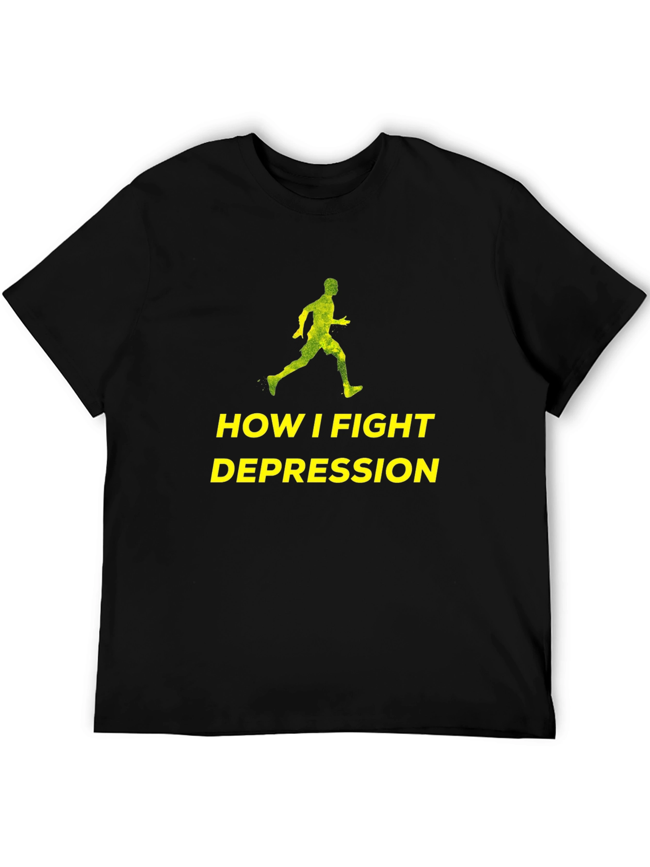 Fight Depression Tee: Running Man Graphic T-Shirt
