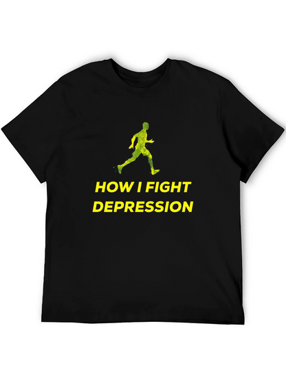 Fight Depression Tee: Running Man Graphic T-Shirt
