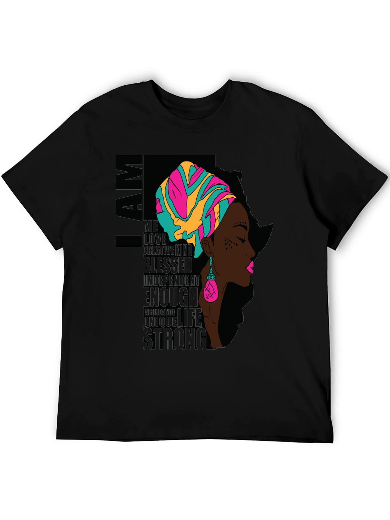 I AM African Woman T-Shirt - Black Graphic Tee
