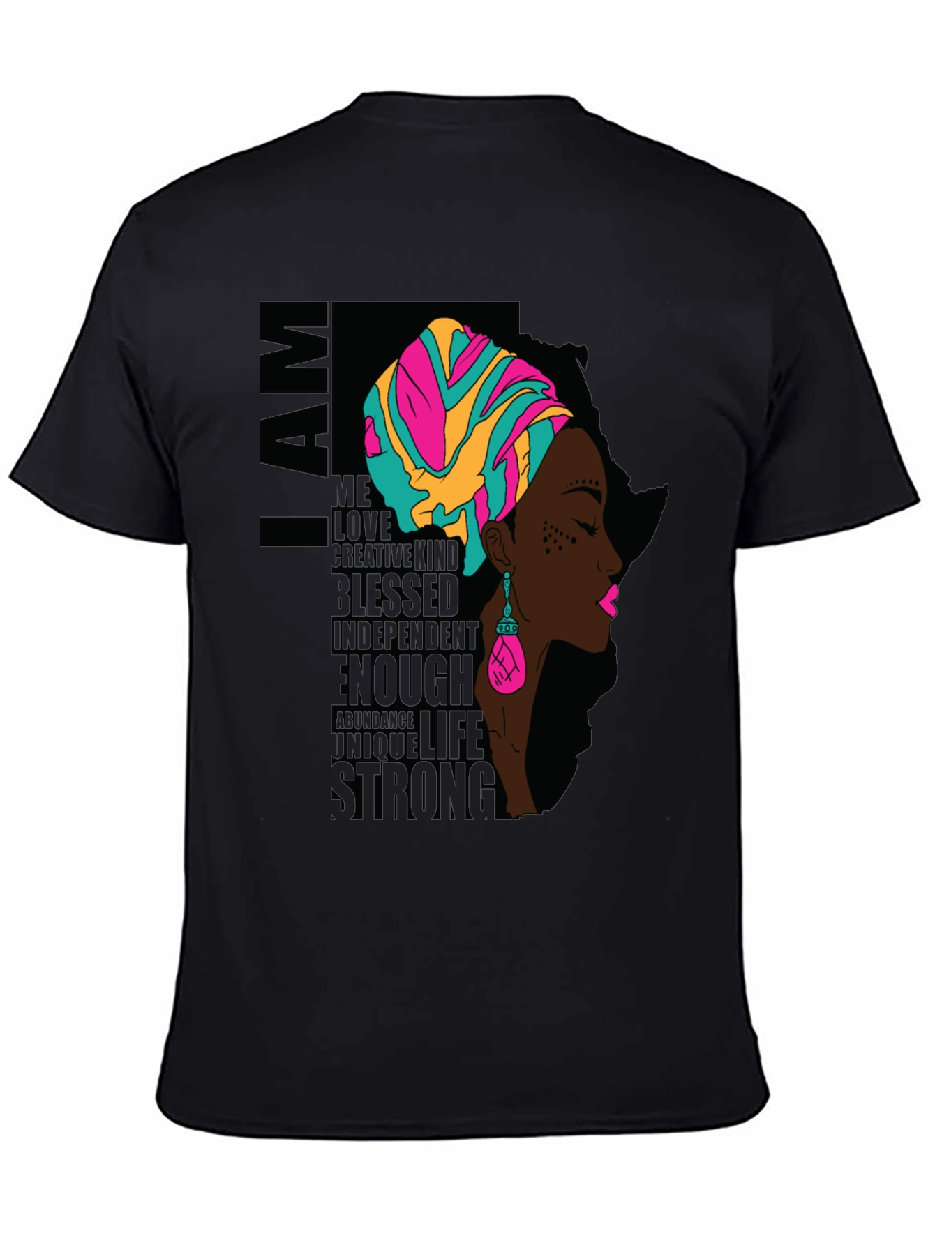 I AM African Woman T-Shirt - Black Graphic Tee