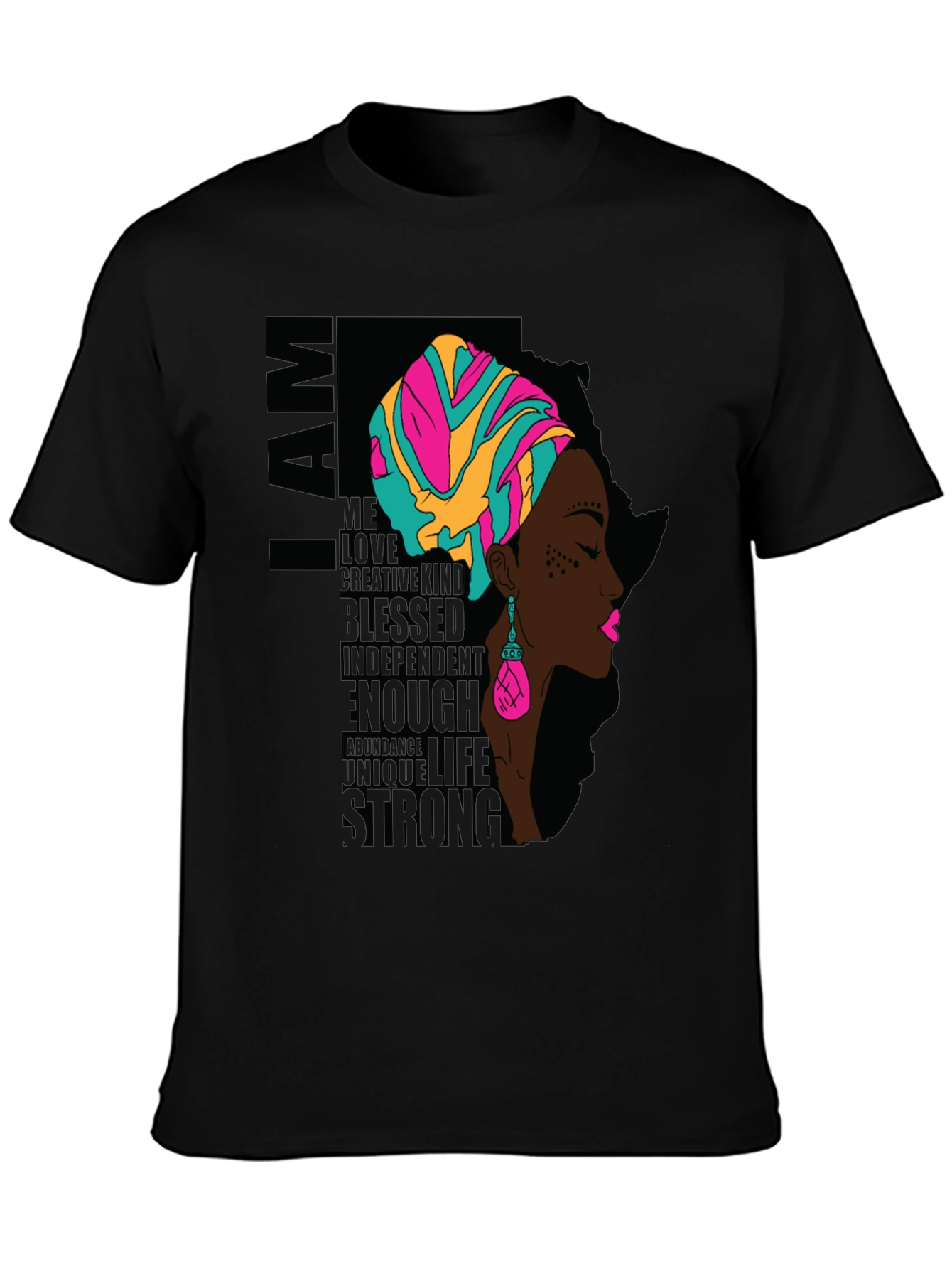 I AM African Woman T-Shirt - Black Graphic Tee