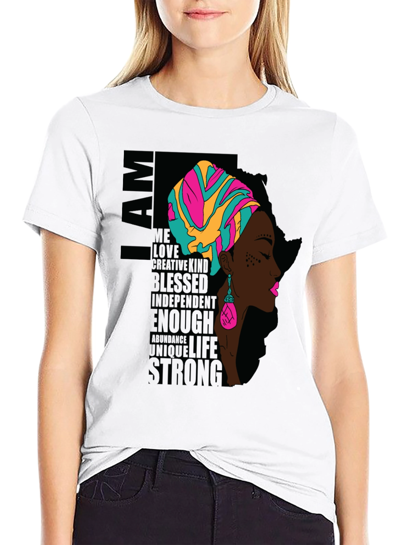 I AM African Woman T-Shirt - Black Graphic Tee