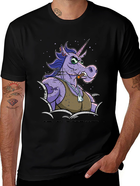 Unicorn Cigar T-Shirt - Funny Cartoon Graphic Tee