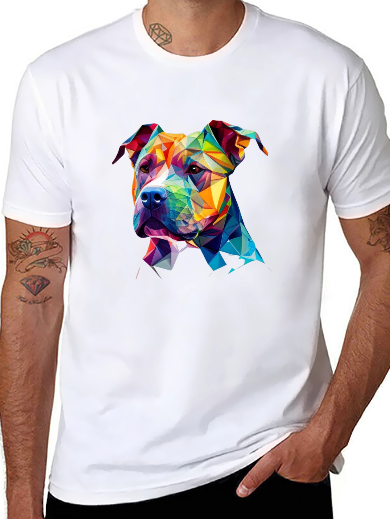 Geometric Pitbull Dog Graphic Tee - Unique Design
