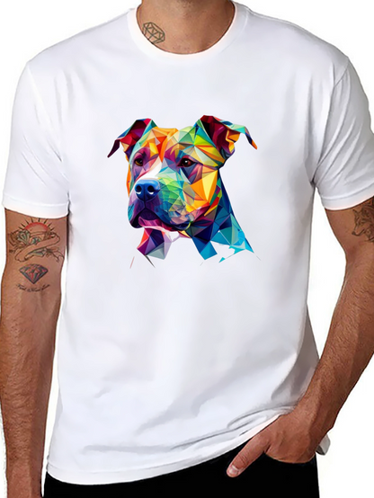 Geometric Pitbull Dog Graphic Tee - Unique Design