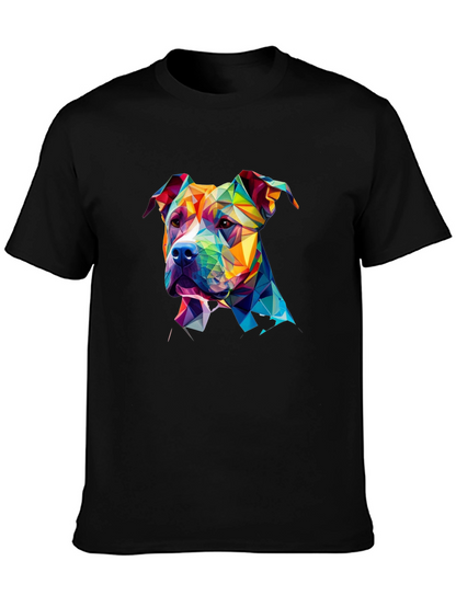 Geometric Pitbull Dog Graphic Tee - Unique Design