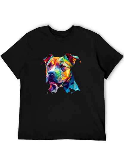 Geometric Pitbull Dog Graphic Tee - Unique Design