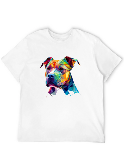 Geometric Pitbull Dog Graphic Tee - Unique Design
