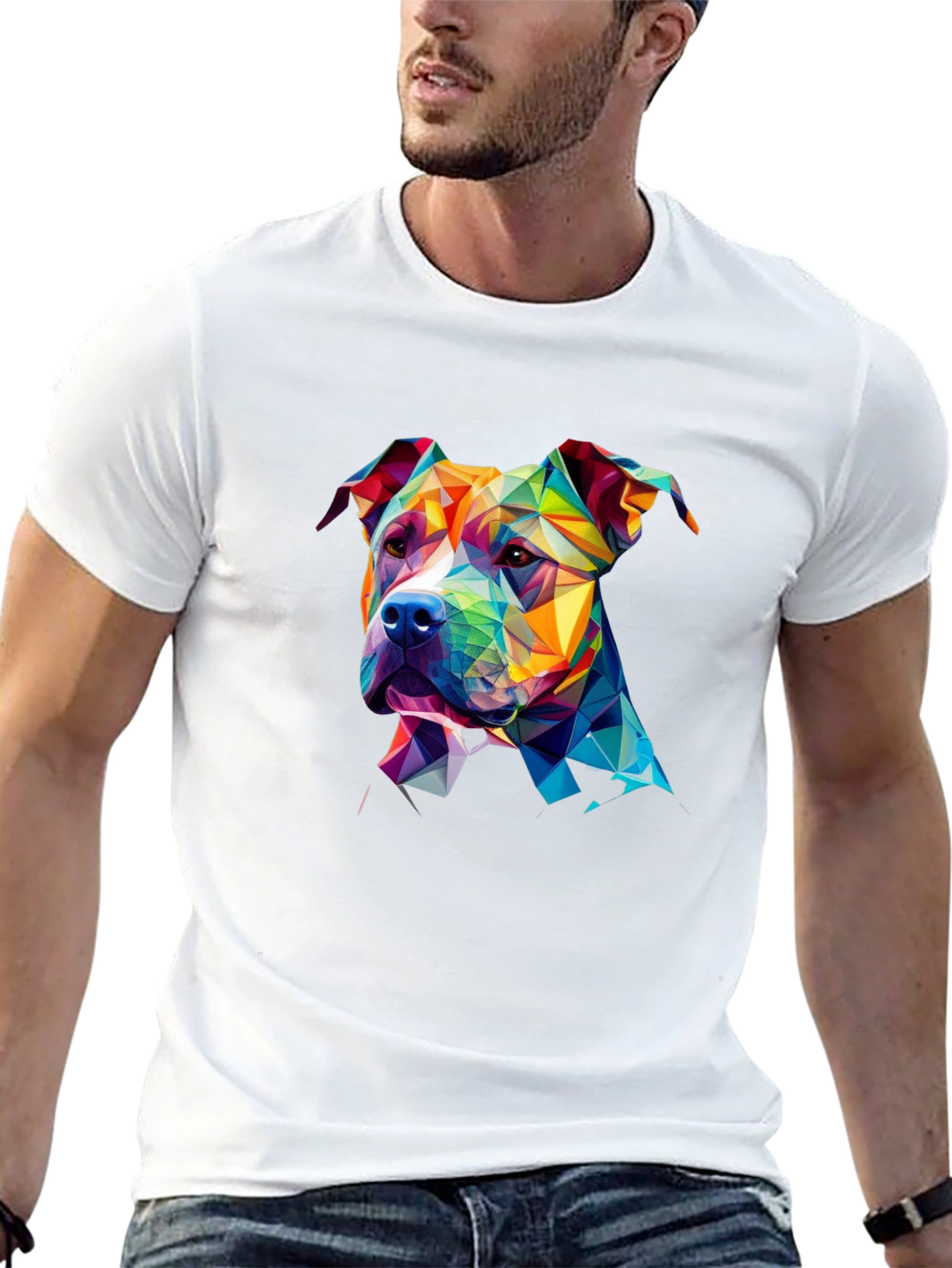 Geometric Pitbull Dog Graphic Tee - Unique Design