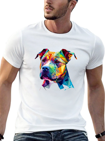 Geometric Pitbull Dog Graphic Tee - Unique Design
