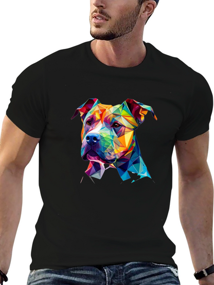 Geometric Pitbull Dog Graphic Tee - Unique Design