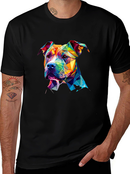 Geometric Pitbull Dog Graphic Tee - Unique Design