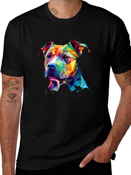 Geometric Pitbull Dog Graphic Tee - Unique Design