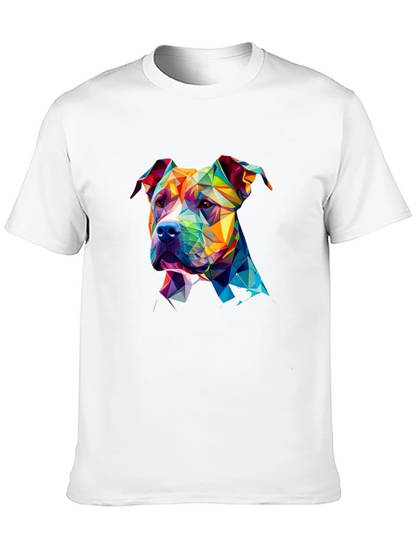 Geometric Pitbull Dog Graphic Tee - Unique Design