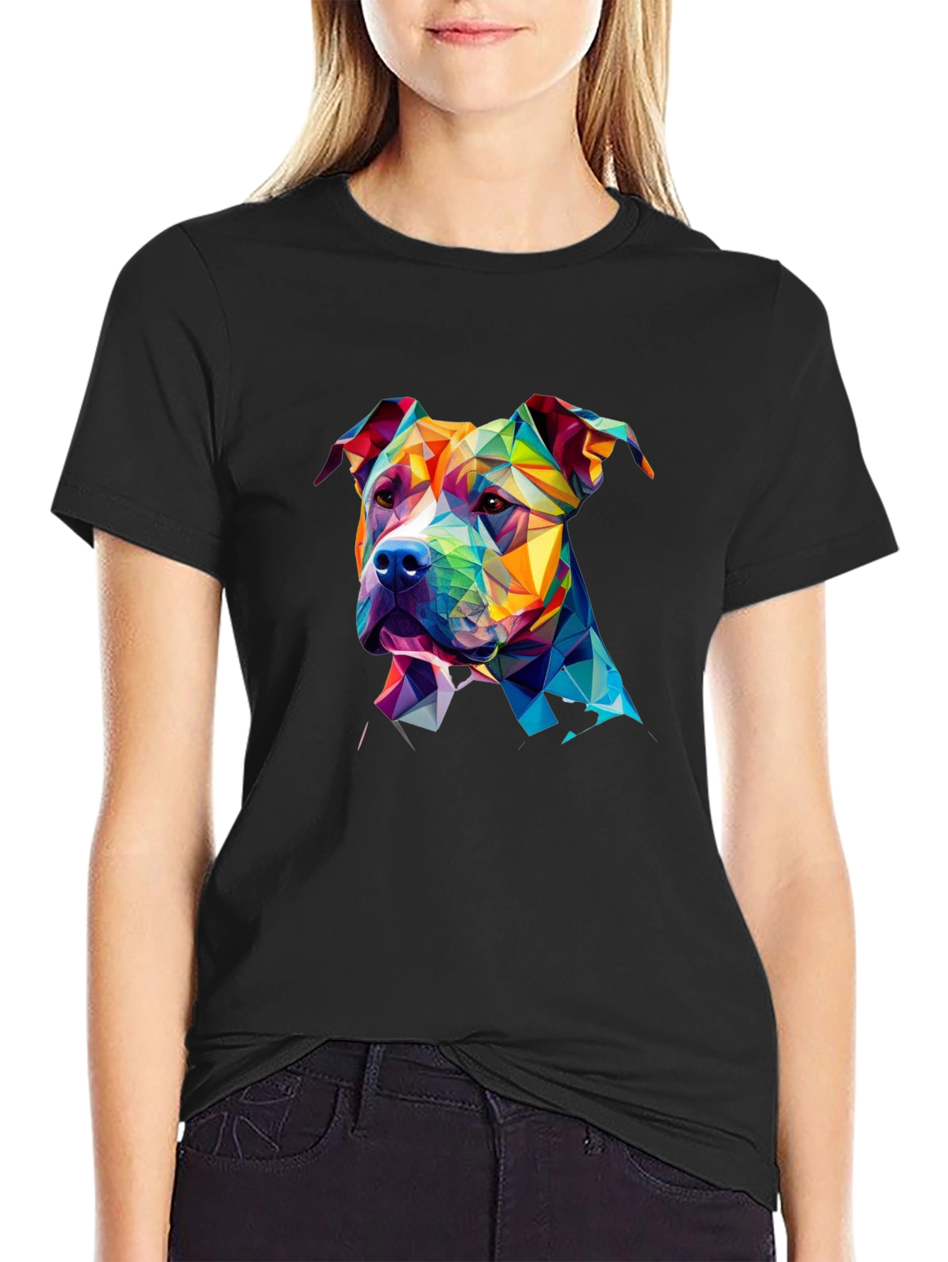 Geometric Pitbull Dog Graphic Tee - Unique Design
