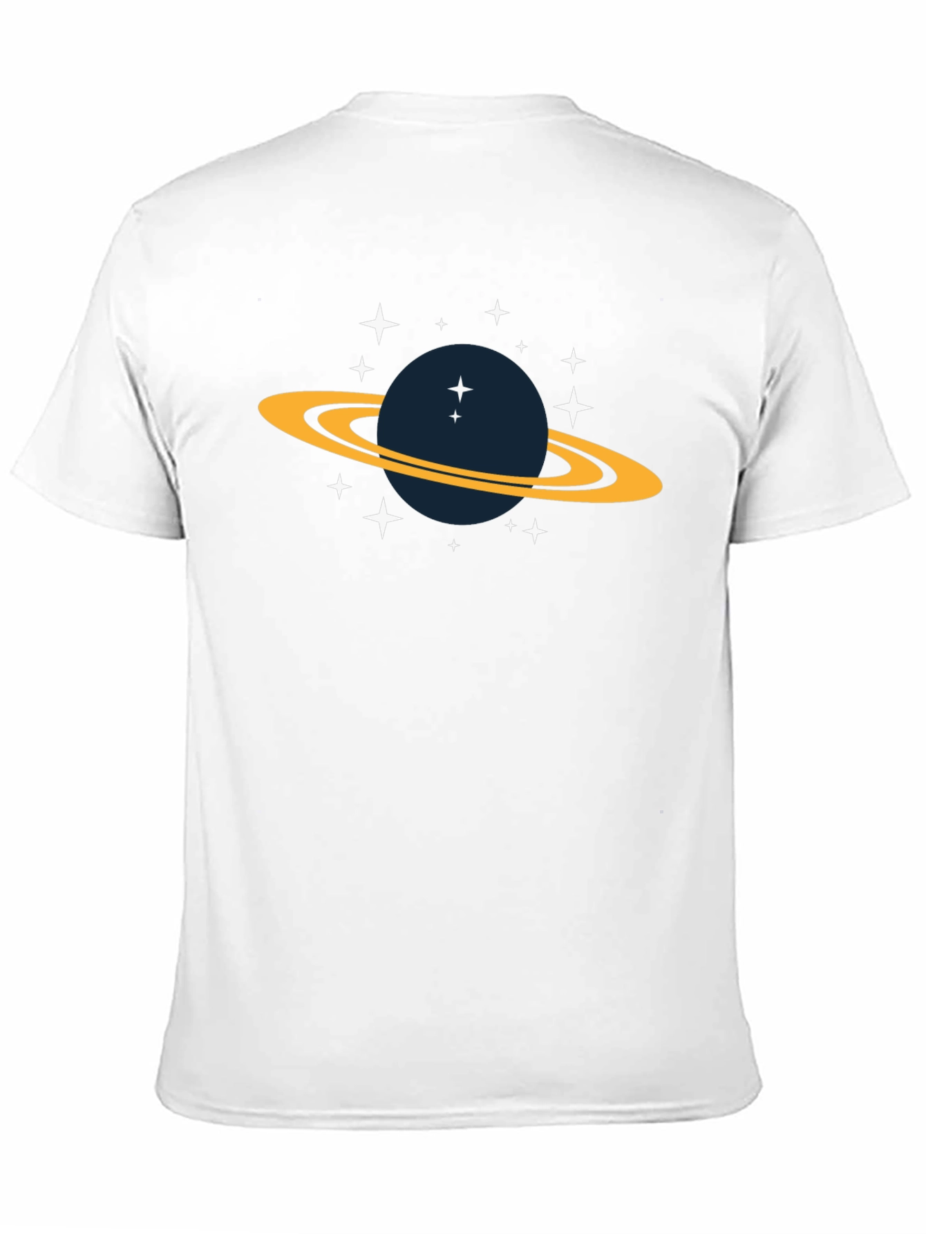 Space Saturn Graphic Tee - Black Cotton T-Shirt