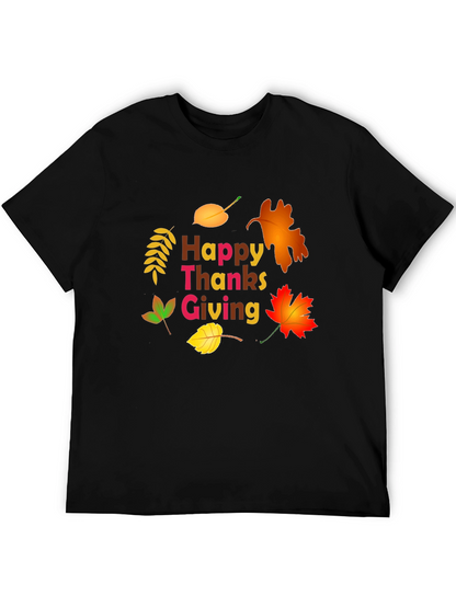 Happy Thanksgiving Leaf Graphic T-Shirt