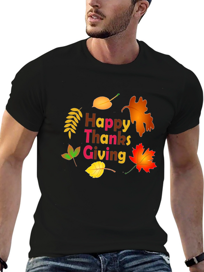 Happy Thanksgiving Leaf Graphic T-Shirt