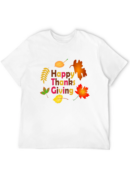 Happy Thanksgiving Leaf Graphic T-Shirt