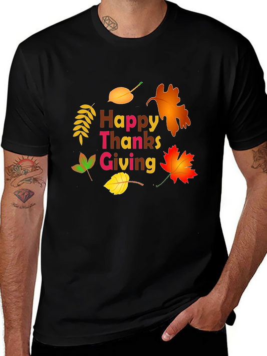 Happy Thanksgiving Leaf Graphic T-Shirt