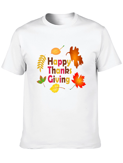 Happy Thanksgiving Leaf Graphic T-Shirt